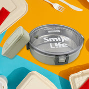 5584 Miracle Stainless Steel Round Lunch Box With Small Plastic Box Insert Leak Proof Lunch Box With Transparent Lid Lunch Box For Kids  Adults For School Office (450 Ml + 250 Ml Approx) thumbnail 2