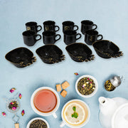 Pine Junction Ceramic Tea  Cups  Mug Set With Pineapple Shape Serving Bowl  (12 Pcs Set) thumbnail 3