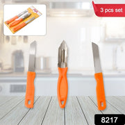 8217 3in1 Multipurpose Stainless Steel Classic Kitchen Knife Set Of 3 For Fruits And Vegetable Chopping  Cutting  Peeling Kitchen Knife  Vegetable Peeler  Plain Knife thumbnail 7