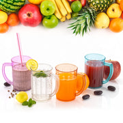 5579 Stylish Juice Glass With Handle Water Glass Beer Glass Milk Shake Glass Multipurpose Glass Plastic Beer Mug Unbreakable Beer Tasting Glasses Clear Juice Glasses Suitable For Kids (2 Pc) thumbnail 4