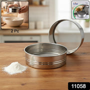 Stainless Steel Fine Mesh Atta Chalni Sieve Set (2 Pc Set) thumbnail 4