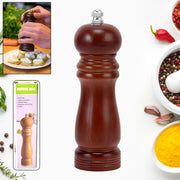 Wooden Pepper Mill 8 Inch Tall - Best Pepper Grinder (1 Pc) thumbnail 1