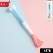 2-in-1 Baby Tongue Cleaner And Oral Massager Stick With Soft Silicone Brush Head thumbnail 7