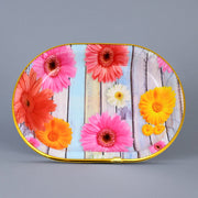 Medium Plastic Flower Printed Design Serving Tray (1 Pc  31 X 21 Cm) thumbnail 1