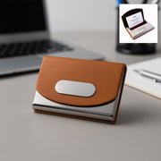 Leather  Stainless-steel Business Card Holder (1 Pc) thumbnail 1