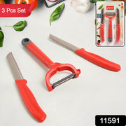 Apex 3-piece Stainless Steel Kitchen Knife And Peeler Set thumbnail 6