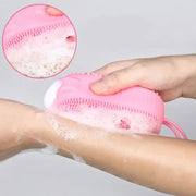 1436  Silicone Super Soft Silicone Bath Brush Double-sided Body Scrubber Brush For Deep Cleasing Exfoliating Ultra-soft Scrubber(1 Pc) thumbnail 3