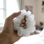 Elegant White Mesh Fabric Hair Scrunchie (1 Pc) thumbnail 2
