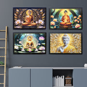 Decorative Lord Buddha Wall Painting With Wooden Frame Mix Design 45x30 Cm Approx (1 Pc) thumbnail 4