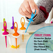 2046 Dancing Doll Fruit Fork Cutlery Set With Stand Set Of 6. thumbnail 2
