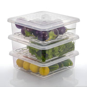 Plastic Food Storage Containers With Removable Drain Tray And Lid (3 Pcs Set) thumbnail 1