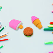 Mix Design Fancy  Stylish Colorful Erasers (1 Set  3 Pc Set) thumbnail 4