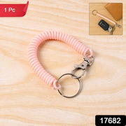 Elastic Spiral Coil Keychain Bracelet With Metal Key Ring And Clip Hook (1 Pc) thumbnail 5