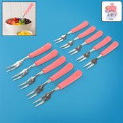 Premium Stainless Steel Fruit Fork Set  10 Pieces With Soft Non-slip Handle thumbnail 1