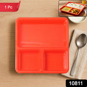 Plastic 3-compartment Rectangular Meal Serving Tray  Plates (1 Pc) thumbnail 7