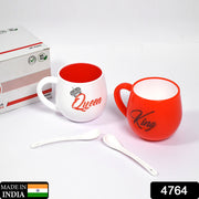 4764 King  Queen Printed Couple Matching Coffeetea Plastic Coffee Mug (300ml Set Of 2) thumbnail 7