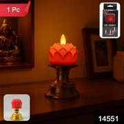 Premium Lotus Shaped Led Flameless Candle With Decorative Holder (1 Pc) thumbnail 7