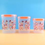 Square 3 Pcs Floral Printed Airtight Storage Container Set  Approx 2.8 Ltr 4.5 Ltr 6.9 Ltr (3 Pcs Set) thumbnail 1