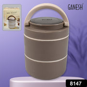 8147 Ganesh Smart Stack 2 Layer Protable Lunch Box Stainless Steel Airtight Leak-proof Lunch Box For Office School Picnic - Color May Vary thumbnail 5