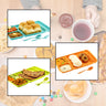 2037 4compartment Dish With Spoon And Fork(1 Dish Set With 1spoon And 1fork) Dinner Plate Plastic Compartment Plate Pav Bhaji Plate 4-compartments Divided Plastic Food Plate.
