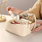 Premium Cream Travel Makeup  Toiletry Organizer Pouch With Zipper  Handle (1 Pc) thumbnail 4