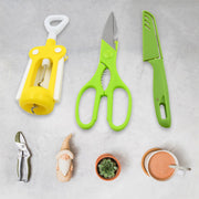9142 Multifunction Kitchen Tools Stainless Steel And Plastic Kitchen Knife And Scissor Ideal Accessory Set For Kitchen thumbnail 3