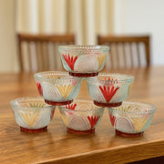 8234 Rose Glass Multipurpose Pudding  Dessert  Ice Cream Bowl Set For Home Use Home  Kitchen Serving Bowl For Sundae Sweets Snacks Fruit Pudding Nuts Or Dip Serving Bowls 6 Medium  1 Big Bowl (Set Of 7 Pc) thumbnail 2