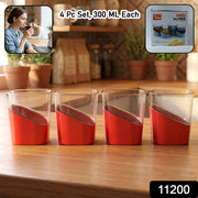 Prexo Stylish Grip Base Plastic Selo Glass (4 Pc Set 300 Ml Each) thumbnail 6