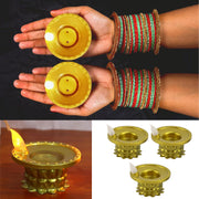 Set Of 3 Water Sensor Led Golden Diyas thumbnail 4