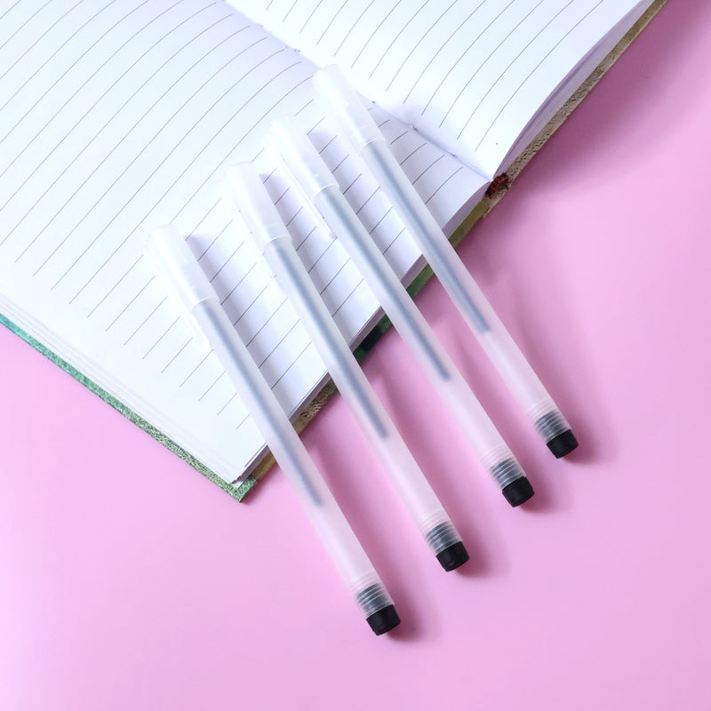 Transparent Smooth Writing Black Gel Pens Set Of 6 Pieces