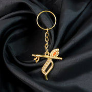 Flute And Peacock Feather Krishna Design Keychain (1 Pc) thumbnail 3