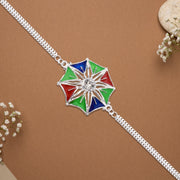 Colorful Star-shaped Rakhi With Central Stone thumbnail 2