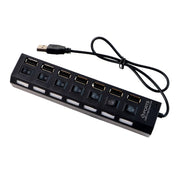6994 Usb Splitter Multi Port Usb 2.0 Hub 7 Port With Independent Onoff Switch And Led Indicators Usb A Port Data Hub Suitable For Pc Computer Keyboard Laptop Mobile Hdd Flash Drive Camera Etc thumbnail 1
