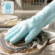 Multipurpose Silicone Dishwashing Cleaning Glove With Scrubber Brush (1 Pc) thumbnail 1
