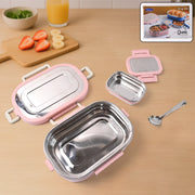 5588 Miracle Carry Lunch Box Microwave Safe Lunch Box With Insulated Bag 2 Compartment Lunch Box (400 Ml  2 Pc) thumbnail 5