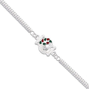 Silver Finish  Rakhi With Red-green Enamel thumbnail 2