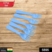 5895  Reusable Premium Heavy Weight Plastic Forks Party Supplies One Size Plastic 5pc Serving Fork Set For Kitchen Travel Home (5pc) thumbnail 7