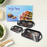 5211a Serving Tray Set Of 3 Melamine Trays For Kitchen Snacks Serving Tray Tray Set For Serving Tea Tray For Serving Fancy Trays For Serving Gift Item Different Size For Kitchen  Office Use thumbnail 1