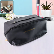 Premium Black Travel Makeup  Toiletry Organizer Pouch With Zipper  Handle (1 Pc) thumbnail 1
