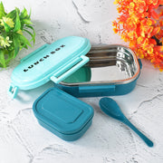 3 In 1 Spicy Bite Stainless Steel Lunch Box With Plastic Small Box  Spoon (1 Set) thumbnail 3
