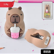 Cartoon Shape Pencil Sharpener With Built-in Eraser (1 Pc) thumbnail 4