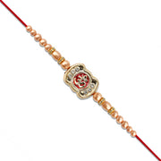Om Rakhi With Stone Embellishments  Golden Beads thumbnail 2