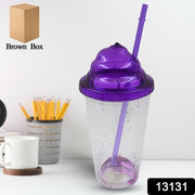 13131 High Quality Plasticcreative Cold Drink Cup  Tumble Reusable Tea Coffee Tumbler With Lid And Straw Double Wall Plastic Drinking Sport Bottletravel Tumbler (1 Pc  Mix Color) thumbnail 6