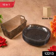 Plastic Household Plates Dinner Plates Dish Tray Skewer Bone Plate Set (10 Pcs Set) thumbnail 4