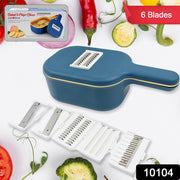 Vegetable Slicer Cutter - 6 Blades Kitchen Accessories Tools  Appliances With Container  Handle (1 Set) thumbnail 7