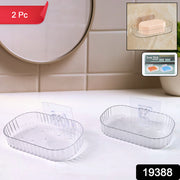 Self Adhesive Transparent Wall Mounted Soap Dish Holder (2 Pc) thumbnail 6