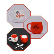 4764 King  Queen Printed Couple Matching Coffeetea Plastic Coffee Mug (300ml Set Of 2) thumbnail 4
