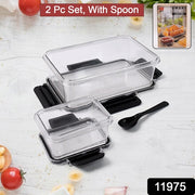 Plastic Kitchen Storage Container Big 800 Ml  Small 250 Ml With Air Seal Lock Lid  Spoon thumbnail 4