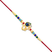 Divine Govind Rakhi With Peacock Feather Design And Multicolor Beads thumbnail 1