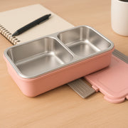 5583 Miracle Quick Lock Leak Proof 2 Compartment Stainless Steel Lunch Box Inner Plate Reusable Microwave Freezer Safe Lunch Box Trendy Thermal Insulation Leak Proof For Office Vacuum Tiffin Box For Boys  Girls  School  Office Women And Men thumbnail 3